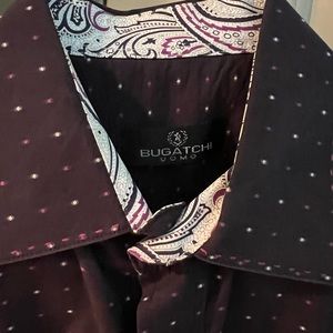 Mens Bugatchi dress shirt size large purple cool design like new
